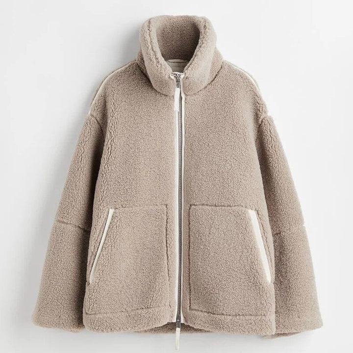 Reriasa | Manteau en laine à col roulé pour femme avec laine d'agneau