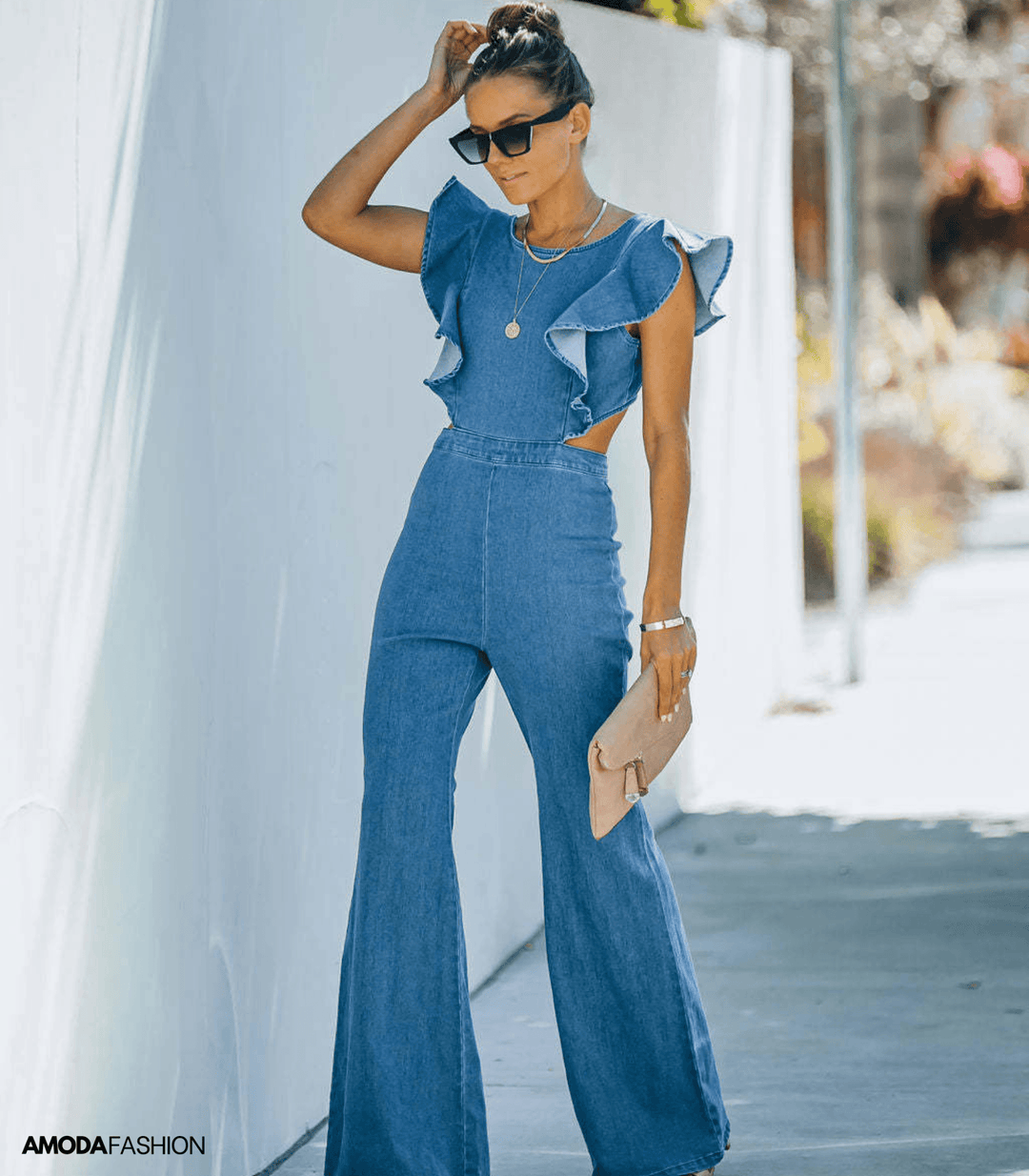 Veonnala | Combinaisons en denim de haute qualité à manches évasées