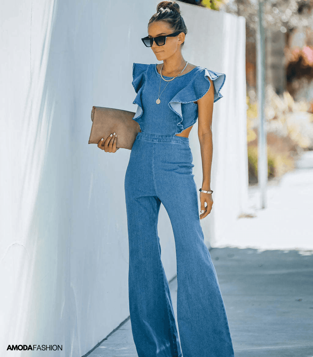 Veonnala | Combinaisons en denim de haute qualité à manches évasées
