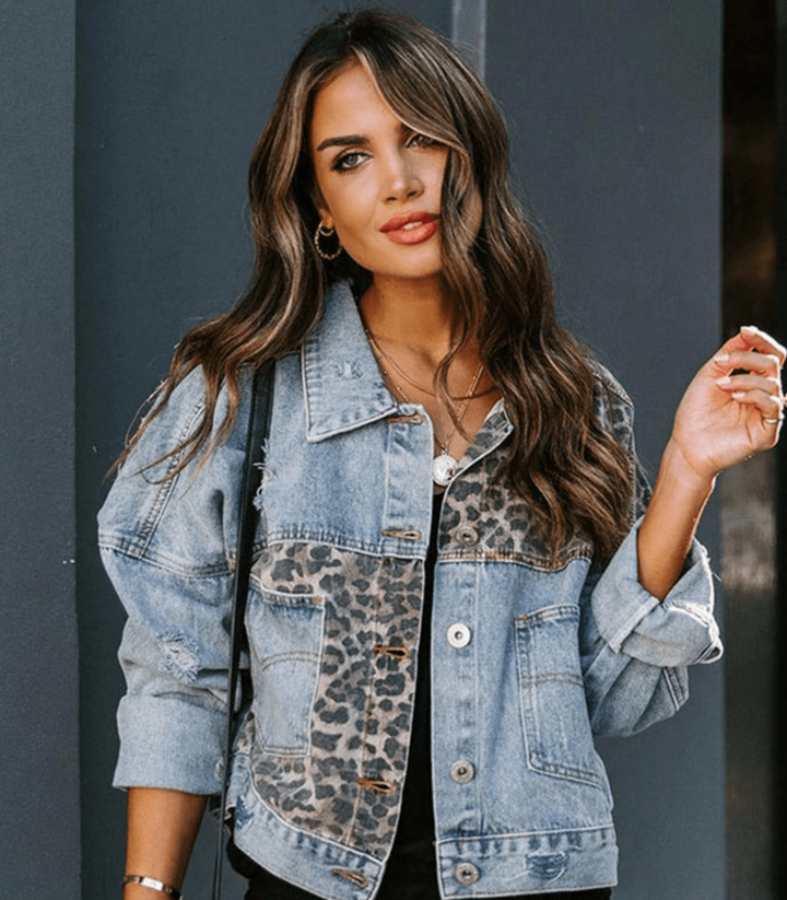 Maonnama | Veste en jean avec motif léopard