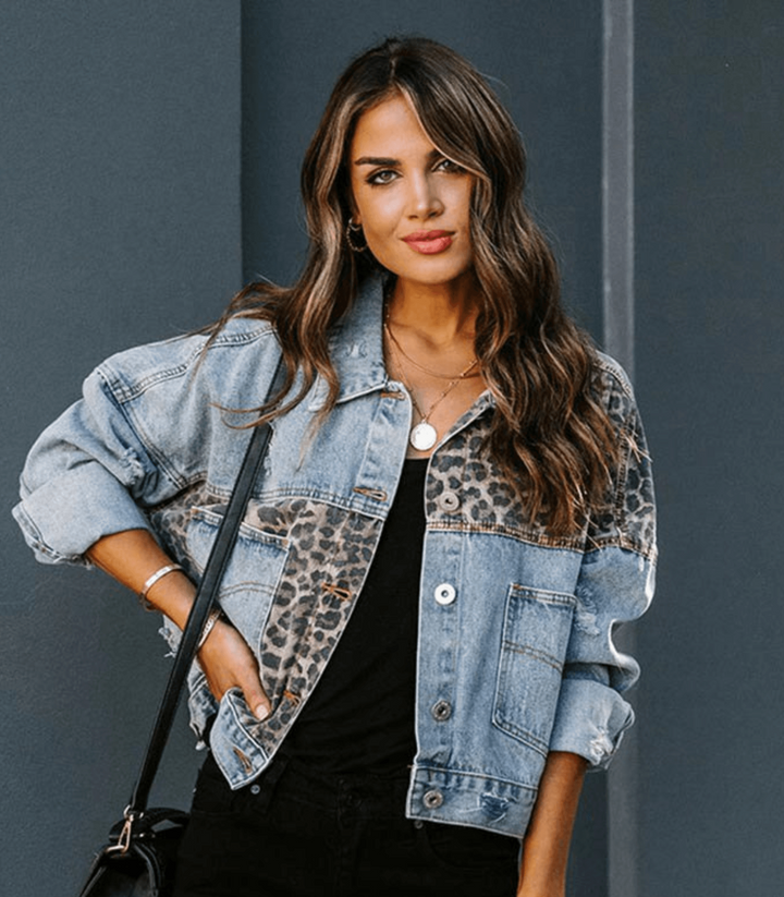 Maonnama | Veste en jean avec motif léopard