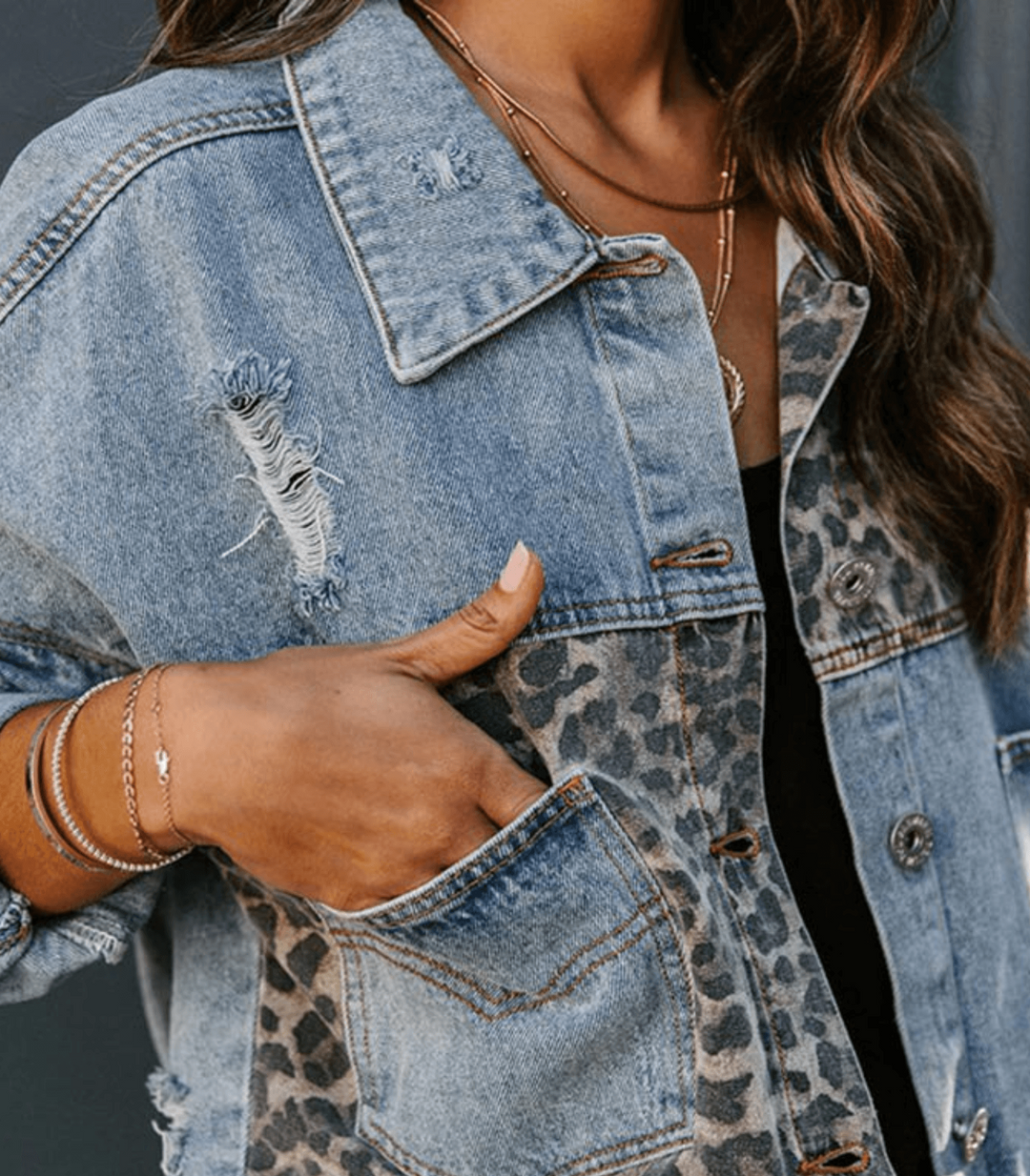 Maonnama | Veste en jean avec motif léopard