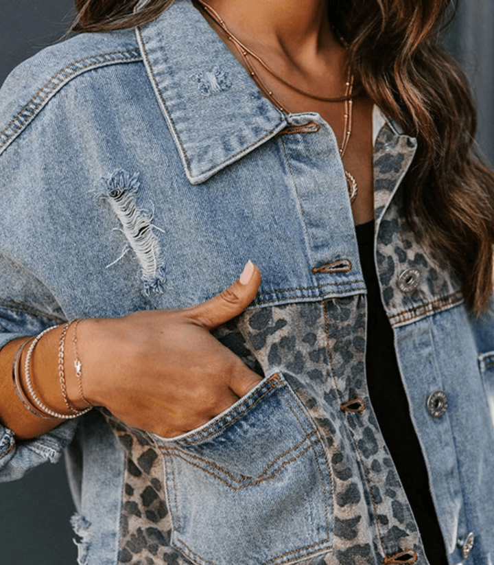 Maonnama | Veste en jean avec motif léopard