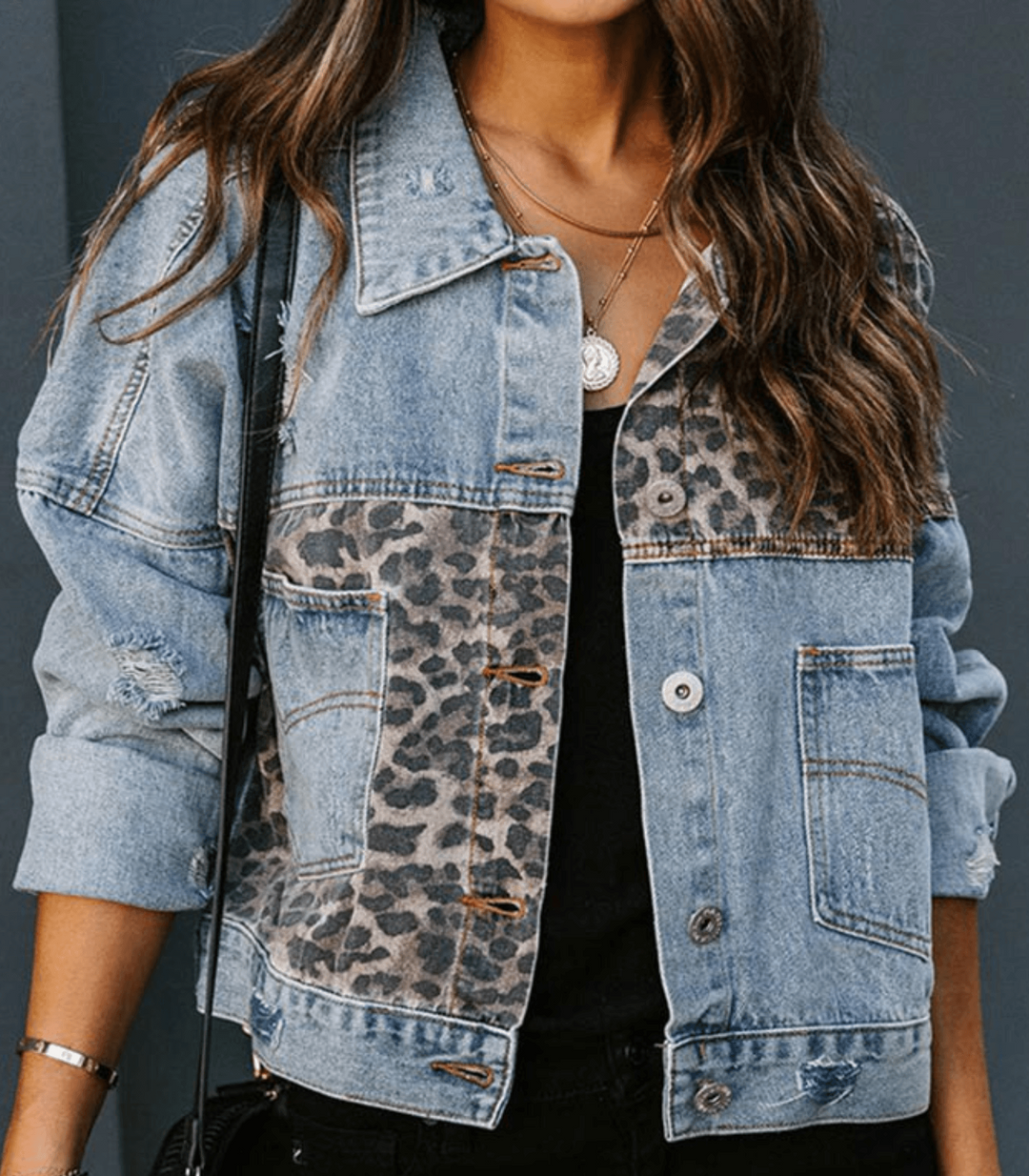 Maonnama | Veste en jean avec motif léopard