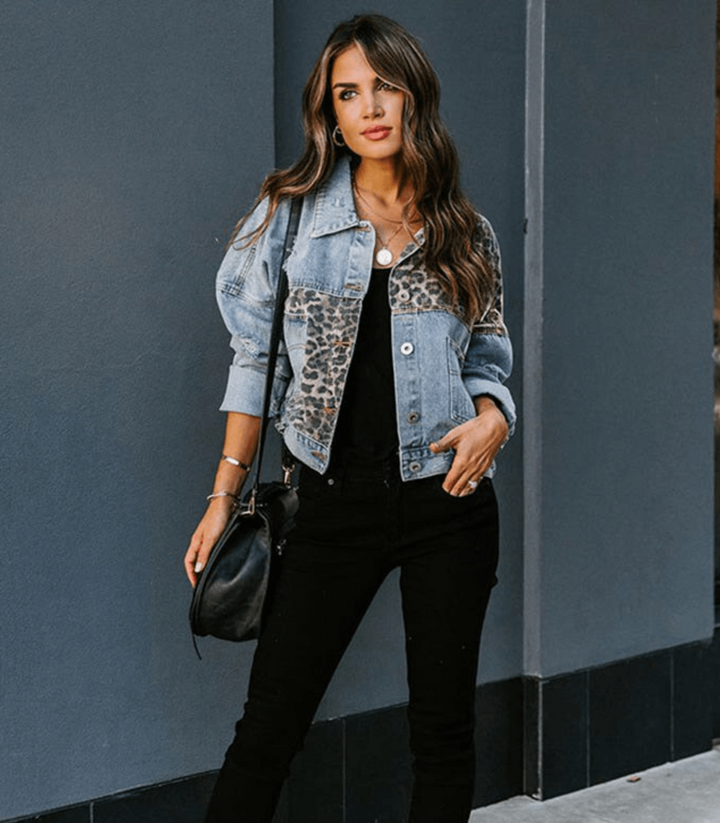 Maonnama | Veste en jean avec motif léopard