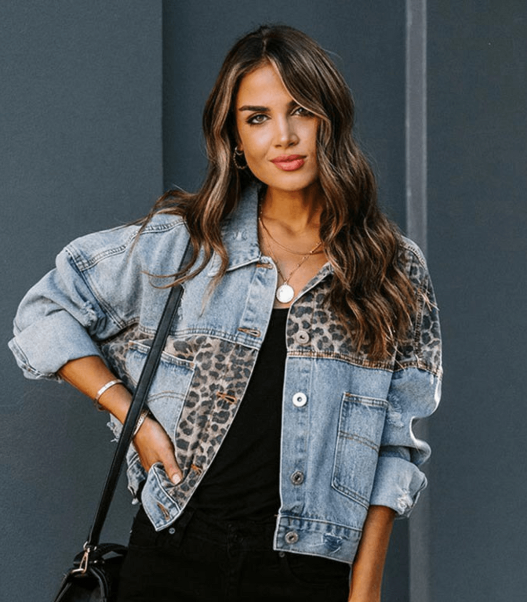 Maonnama | Veste en jean avec motif léopard