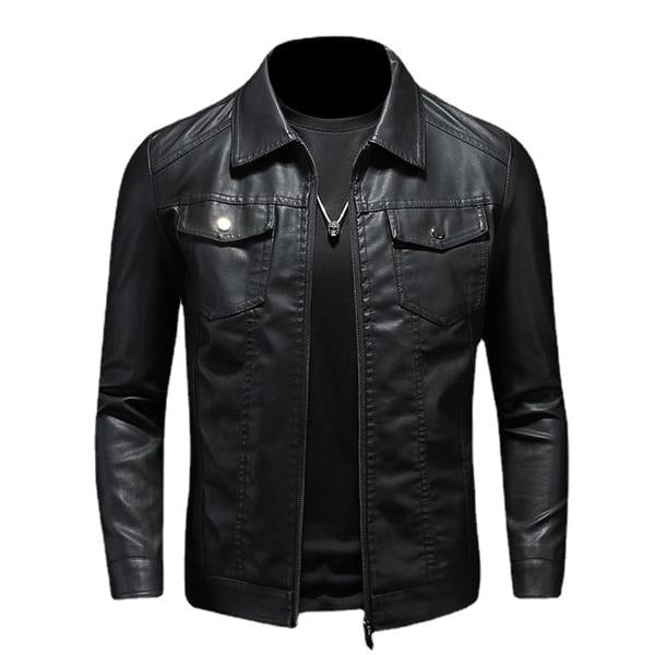 Reelleam | Veste en cuir à col pour hommes