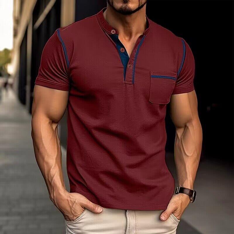 Eanam | Polo colorblock avec col Henley pour hommes