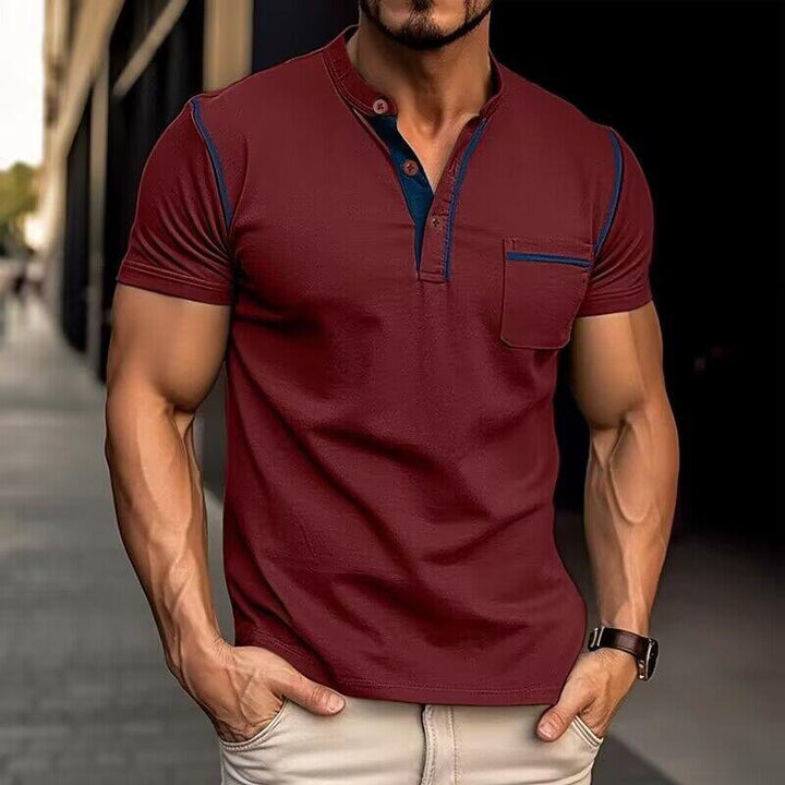 Eanam | Polo colorblock avec col Henley pour hommes