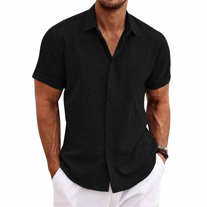 Roenar | Chemise col à revers en lin et coton pour hommes
