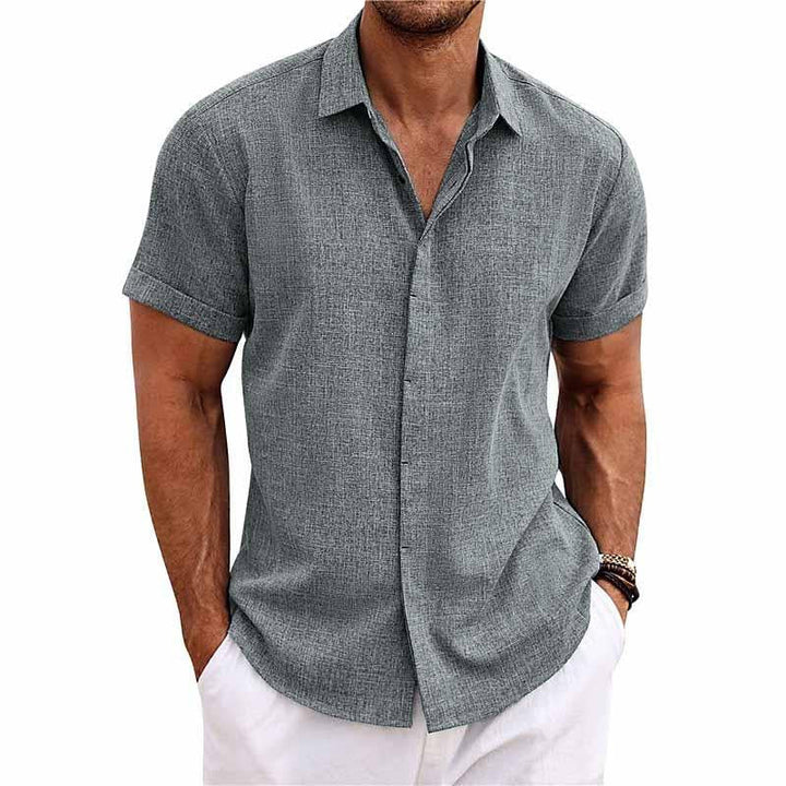 Roenar | Chemise col à revers en lin et coton pour hommes