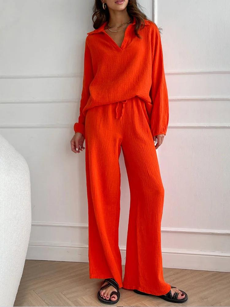 Leorama | Ensemble de loisirs chic : haut ample & pantalon bootcut