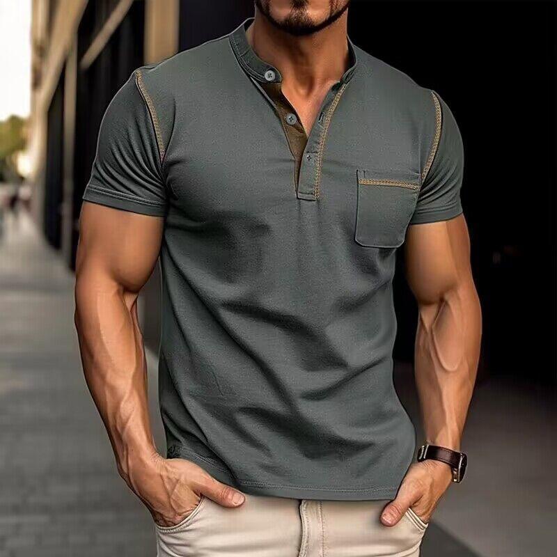 Eanam | Polo colorblock avec col Henley pour hommes