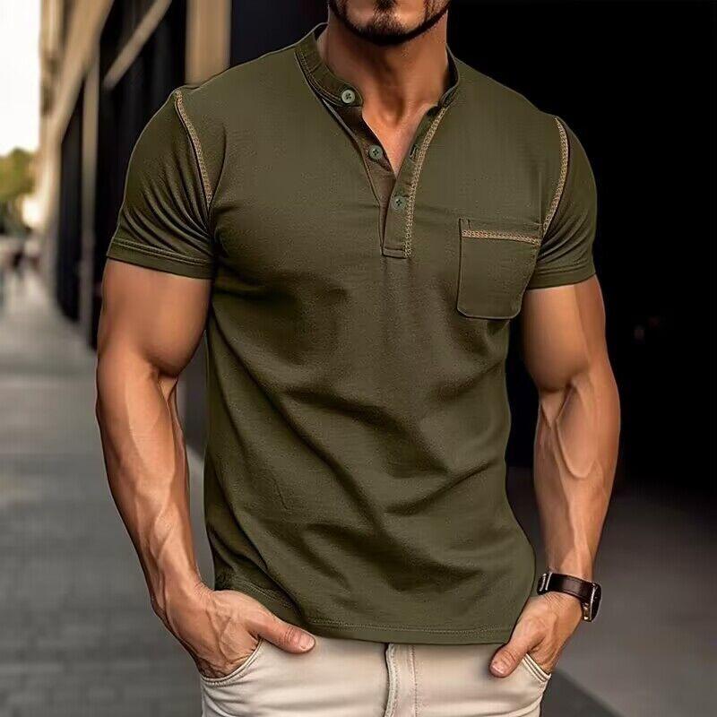 Eanam | Polo colorblock avec col Henley pour hommes