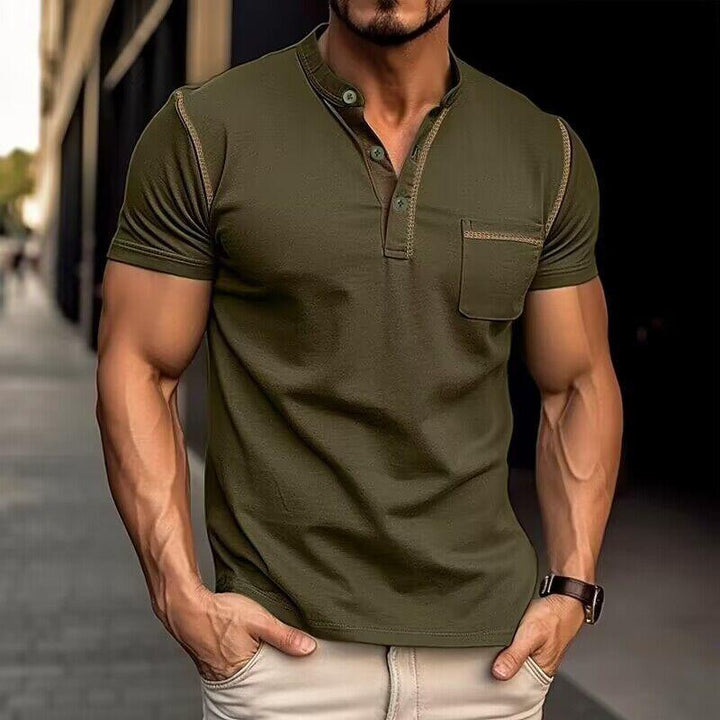 Eanam | Polo colorblock avec col Henley pour hommes