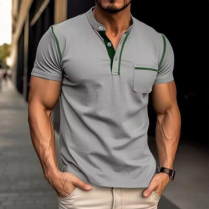Eanam | Polo colorblock avec col Henley pour hommes