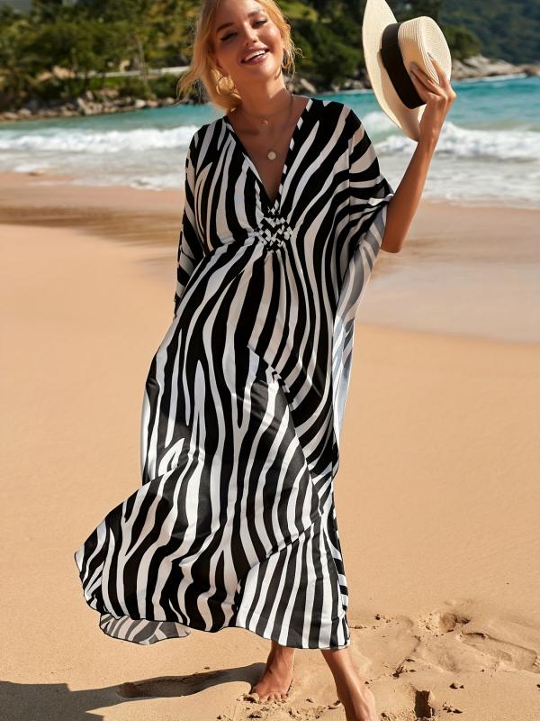 Naorae | Robe de plage avec imprimé zèbre et décolleté en V