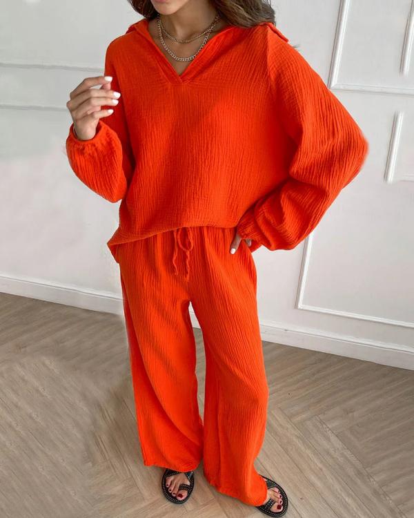 Leorama | Ensemble de loisirs chic : haut ample & pantalon bootcut