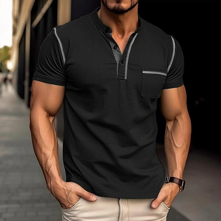 Eanam | Polo colorblock avec col Henley pour hommes
