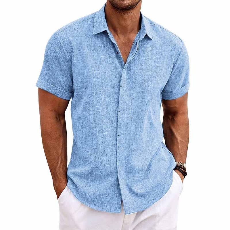 Roenar | Chemise col à revers en lin et coton pour hommes