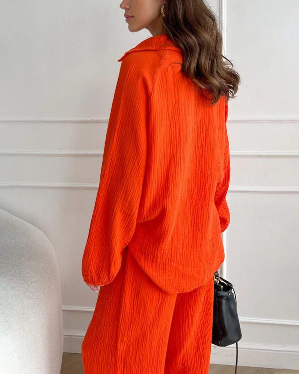 Leorama | Ensemble de loisirs chic : haut ample & pantalon bootcut