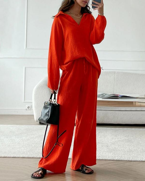 Leorama | Ensemble de loisirs chic : haut ample & pantalon bootcut