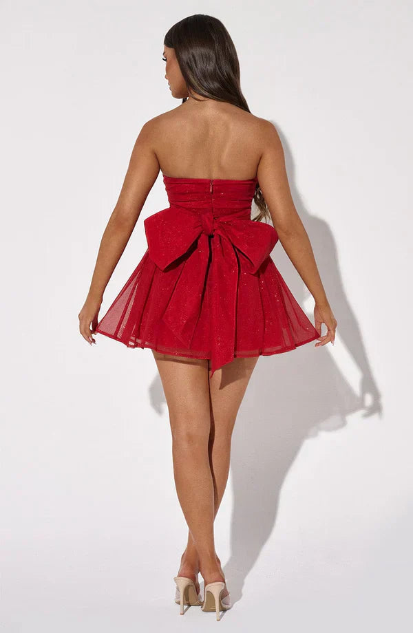 Moina | Robe Scintillante avec Grand Nœud pour Femmes
