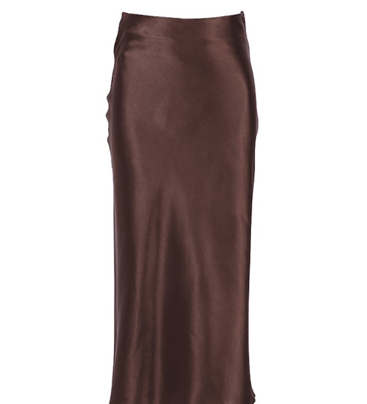 Raettala | Jupe longue taille haute en satin et soie