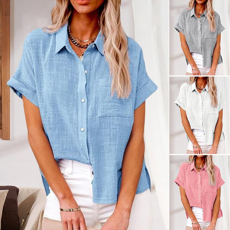 Siara | Blouse décontractée en lin à manches courtes