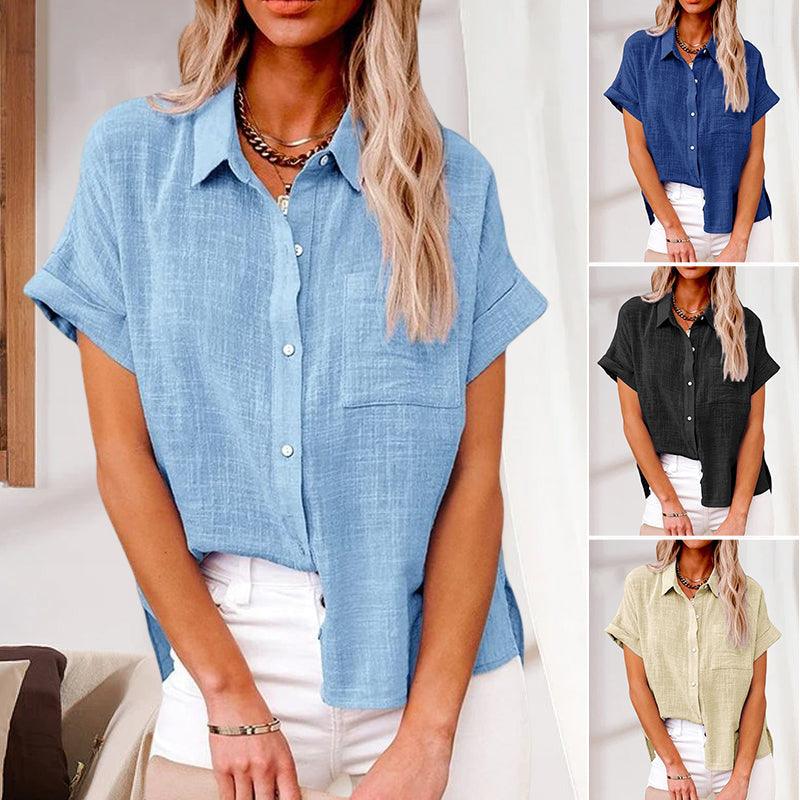 Siara | Blouse décontractée en lin à manches courtes