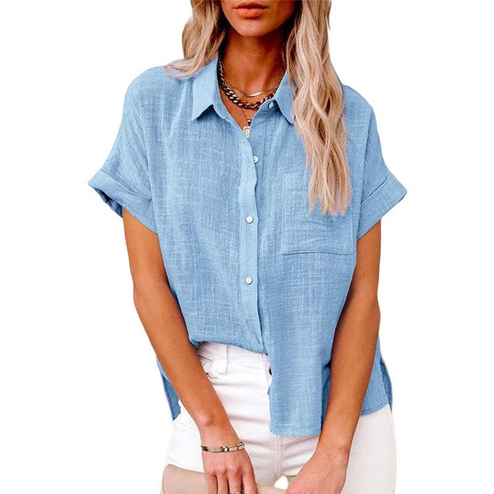 Siara | Blouse décontractée en lin à manches courtes