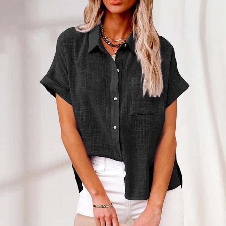 Siara | Blouse décontractée en lin à manches courtes