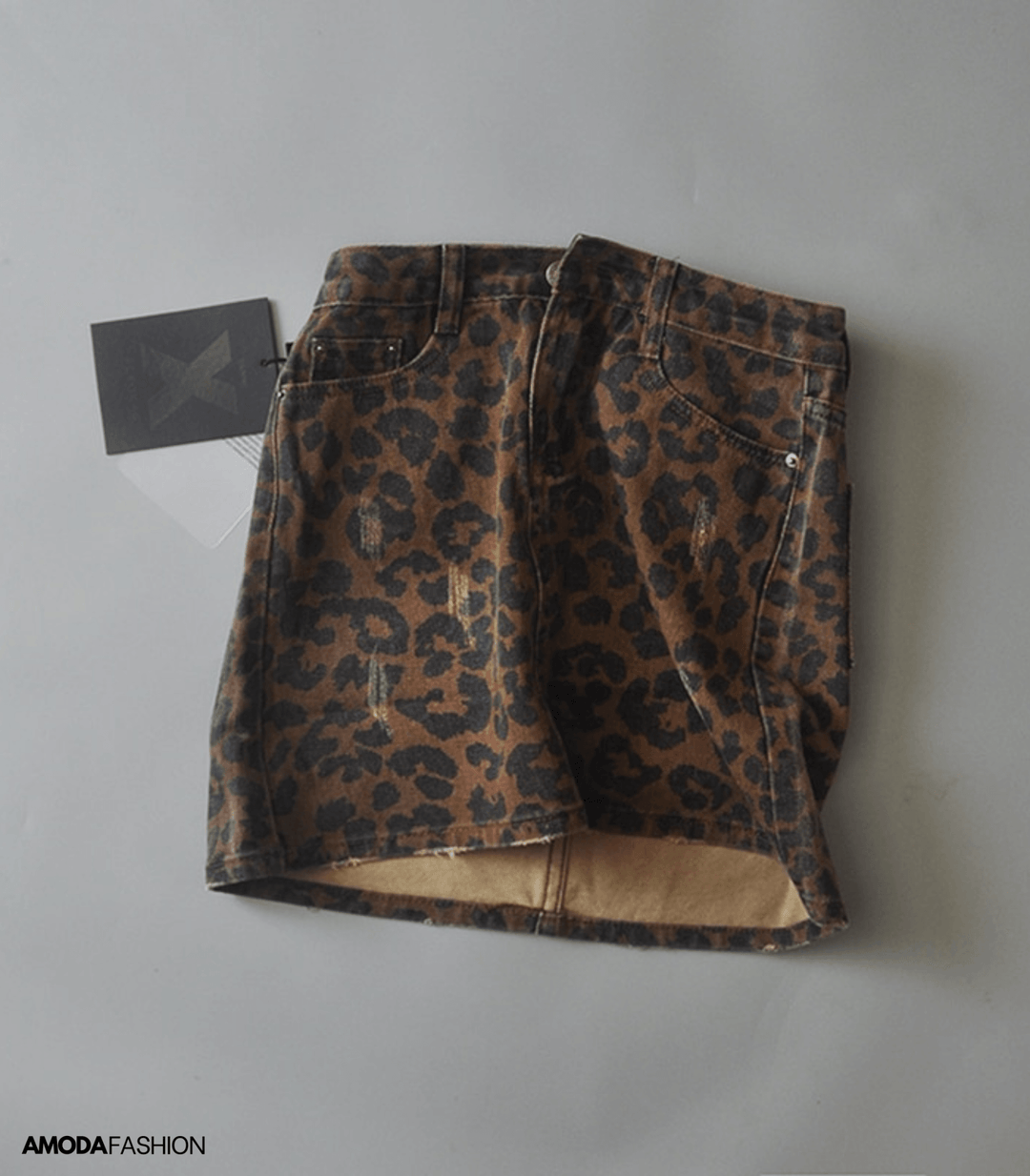 Maelle | Jupe en denim avec motif léopard