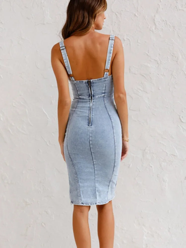 Olinema | Robe en denim avec bretelles réglables