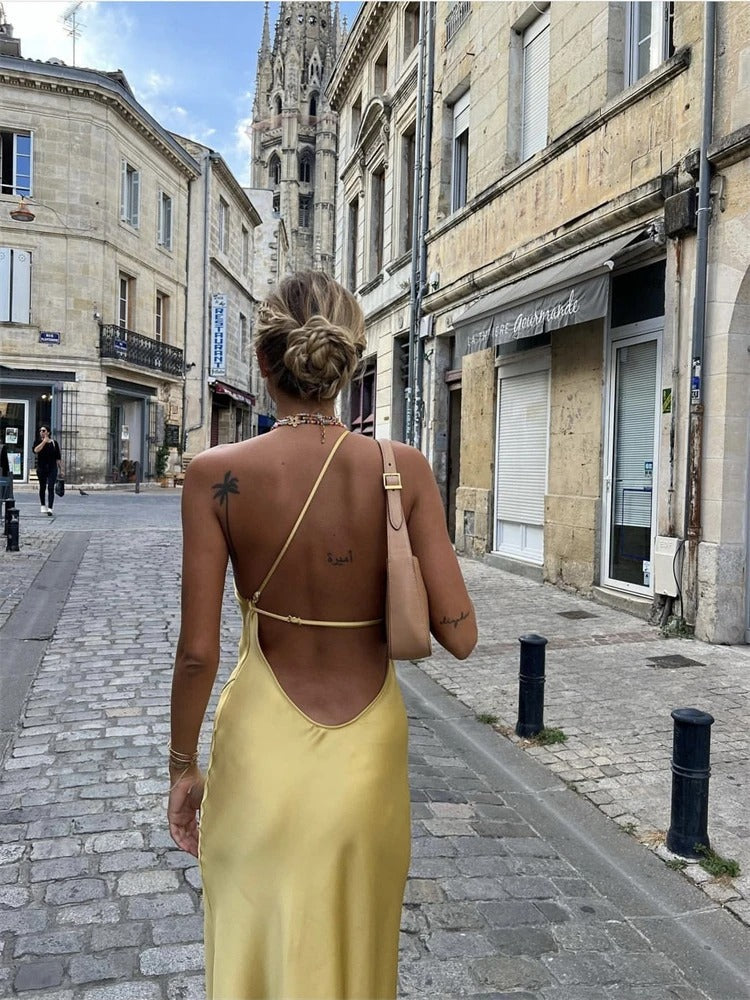 Viliasa | Robe midi jaune élégante