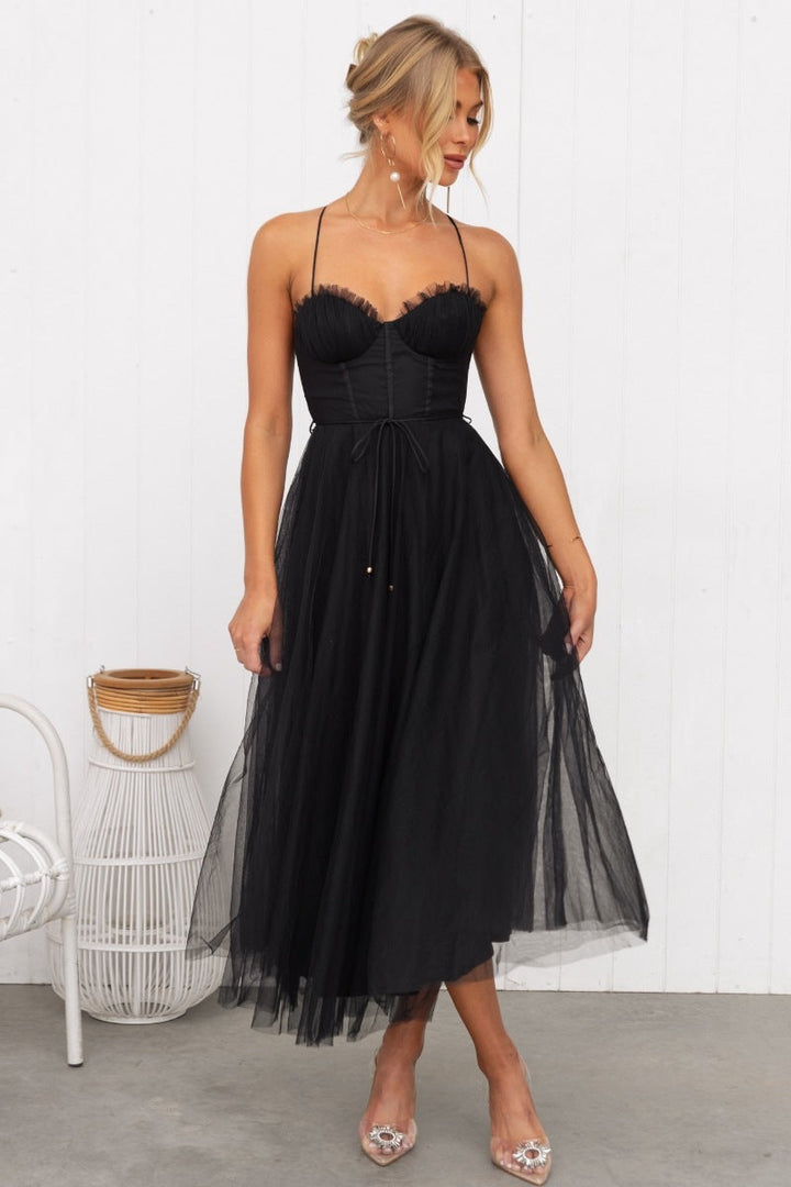Roinaxa | Moderne Princesse Mousseline Jarretelles Fête Maxi Robe