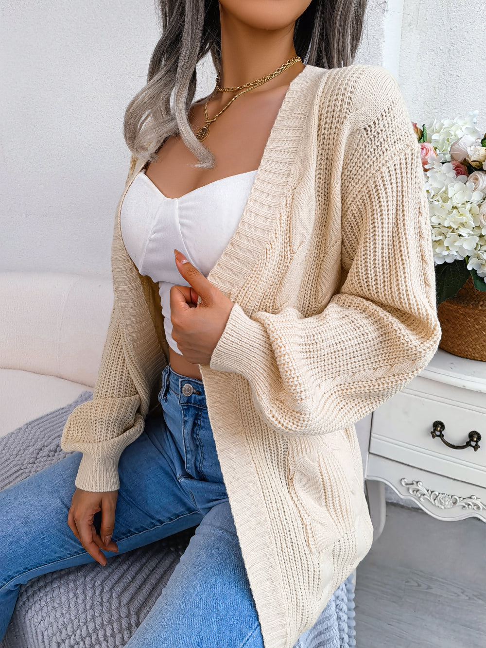 Reosiara | Gilet long en maille pour femmes