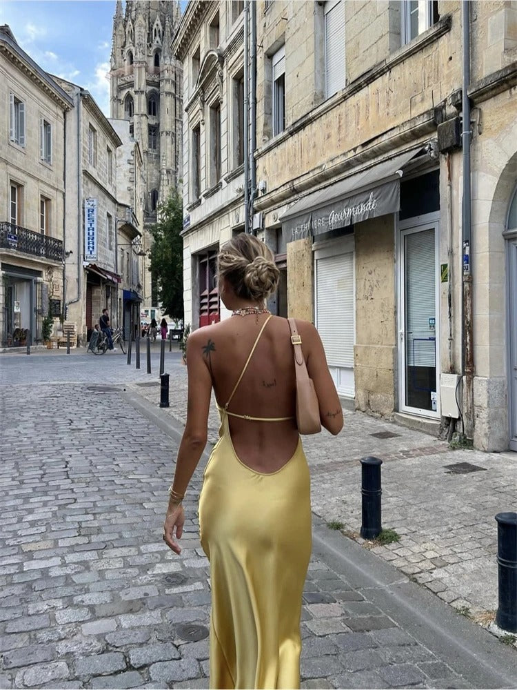 Viliasa | Robe midi jaune élégante