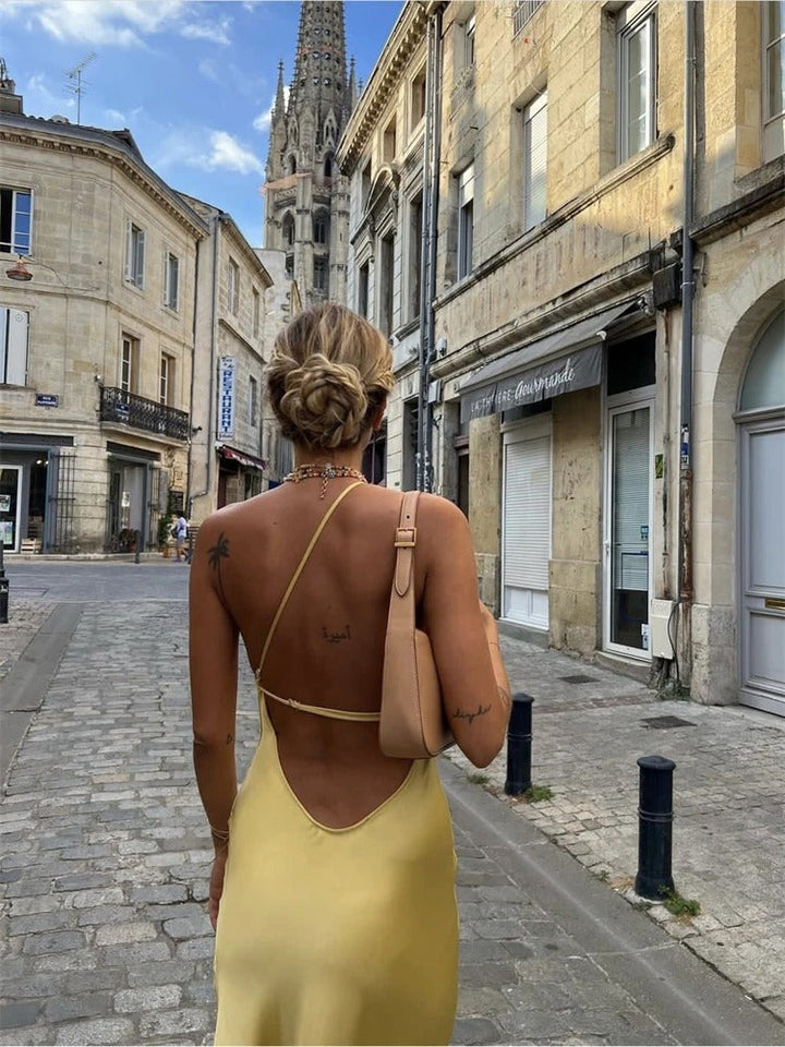 Viliasa | Robe midi jaune élégante