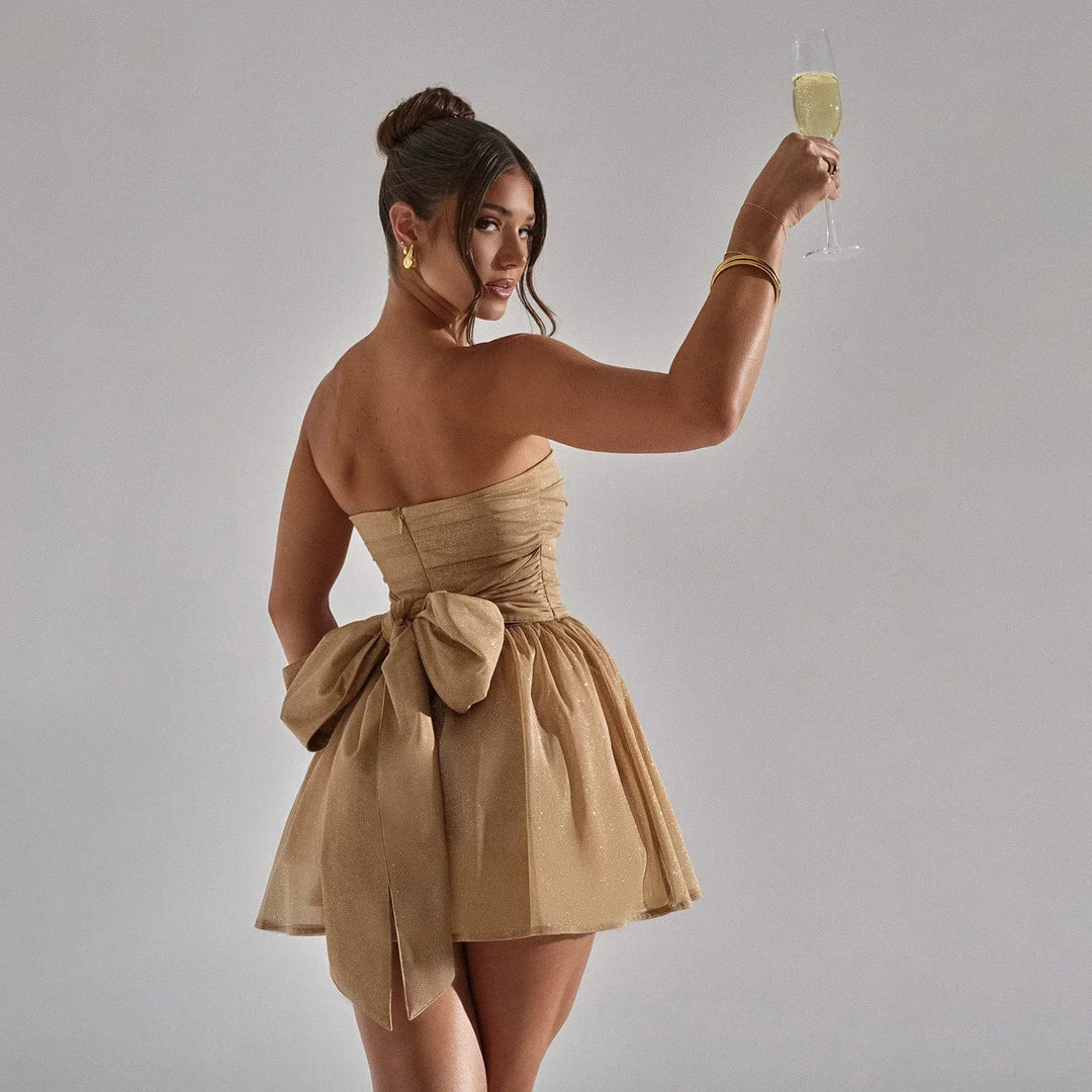 Moina | Robe Scintillante avec Grand Nœud pour Femmes