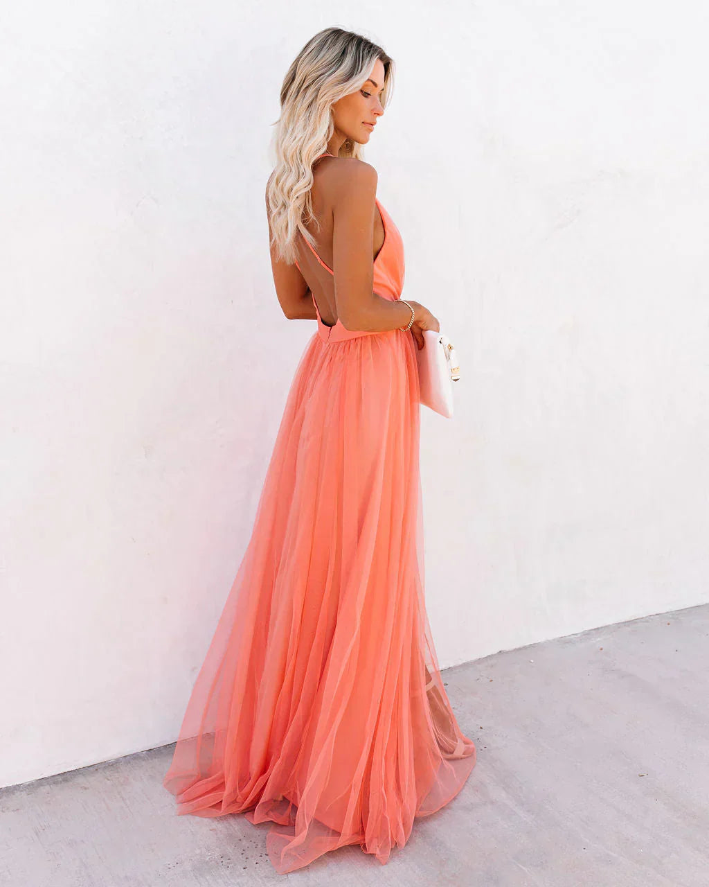 Saanaxa | Élégante robe orange à bretelles pour femmes