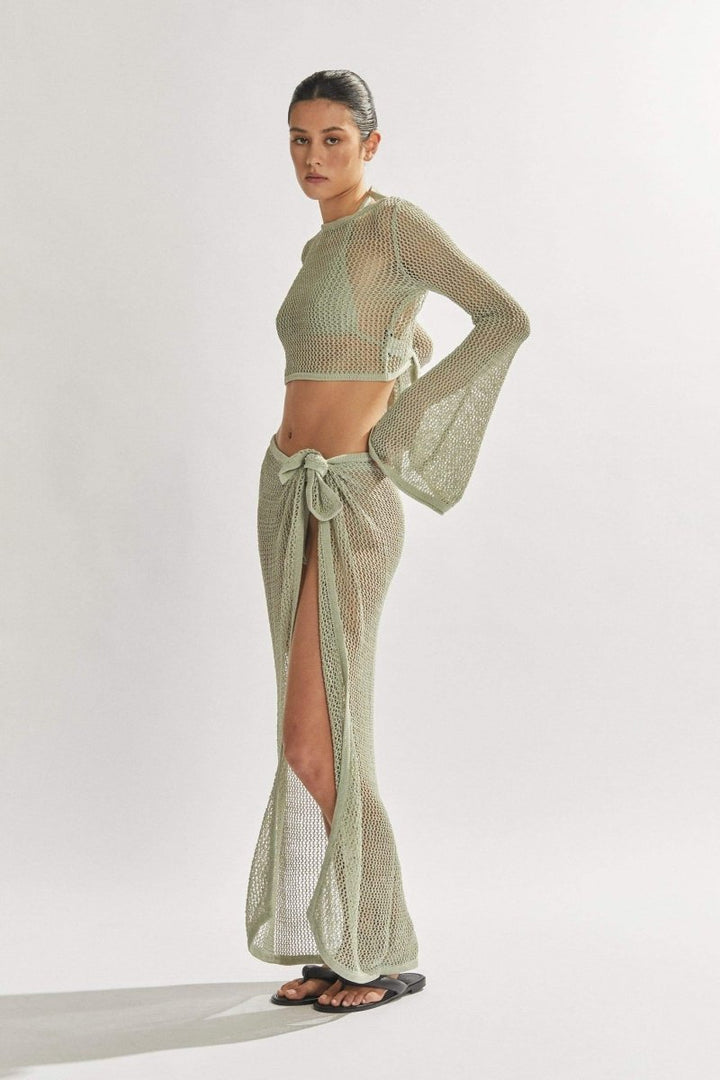 Roettana | Robe Longue Fendue à Manches Évasées pour Femmes