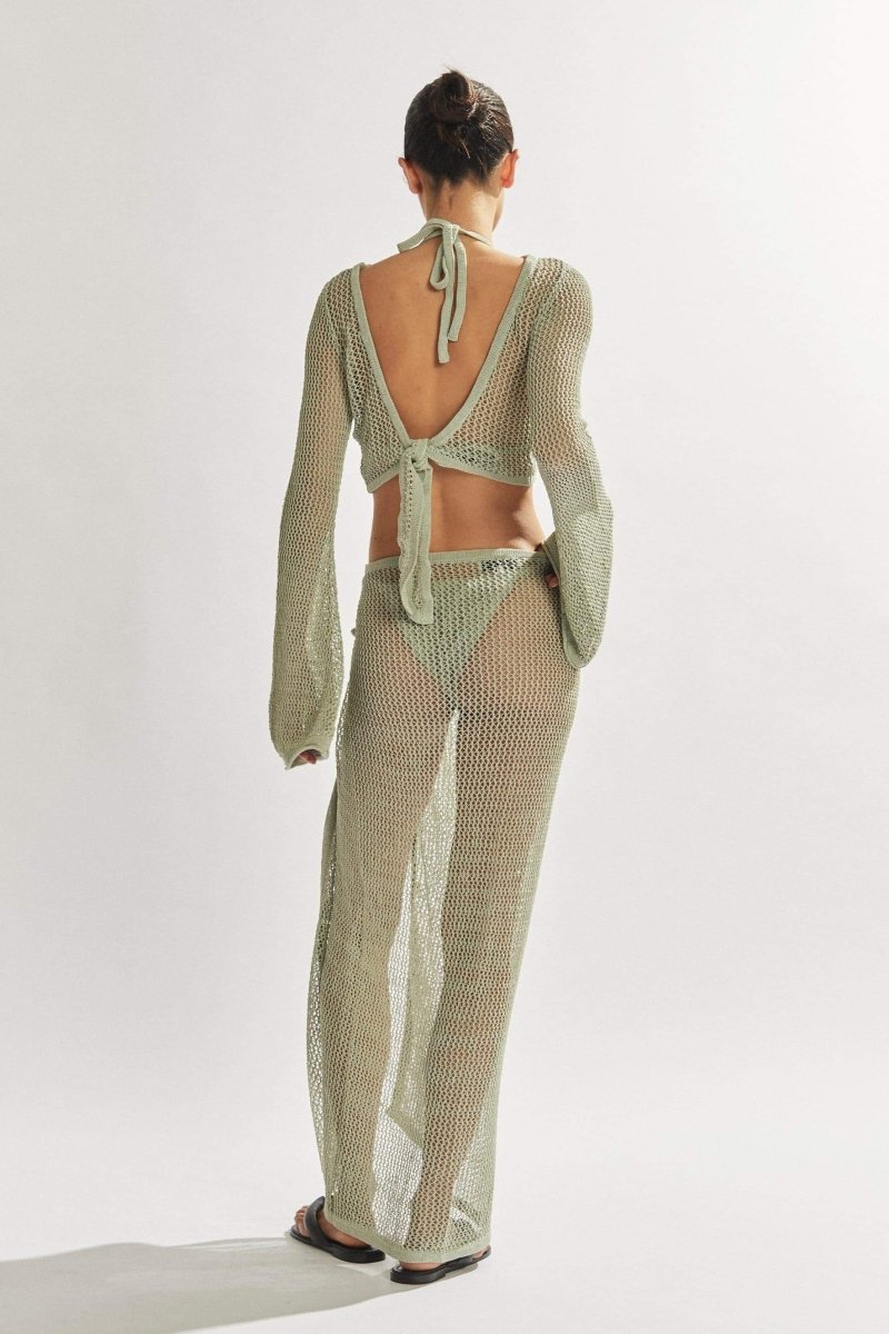 Roettana | Robe Longue Fendue à Manches Évasées pour Femmes