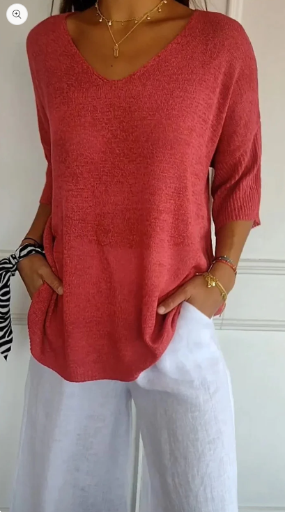 Noettana | Top en maille unie avec encolure en V