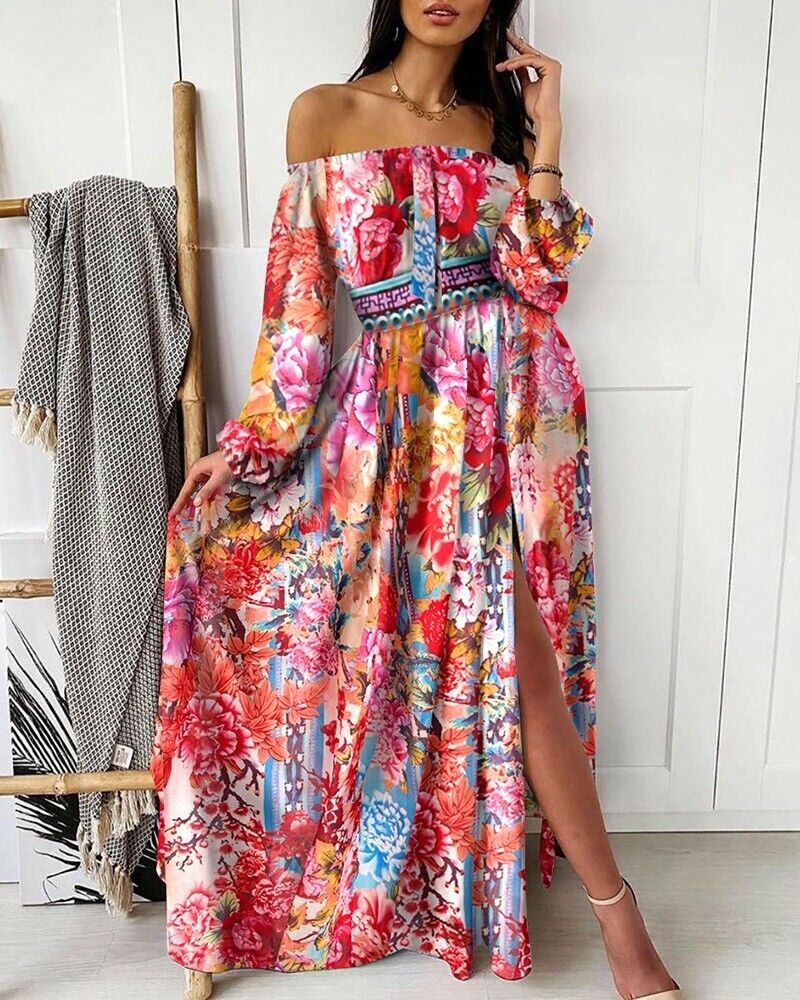 Roliana de cocktail maxi à épaules dénudées pour femmes – Yutke