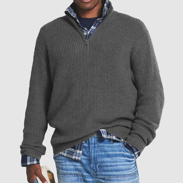 Moaras | Pull Décontracté à Col Montant Zippé pour Hommes