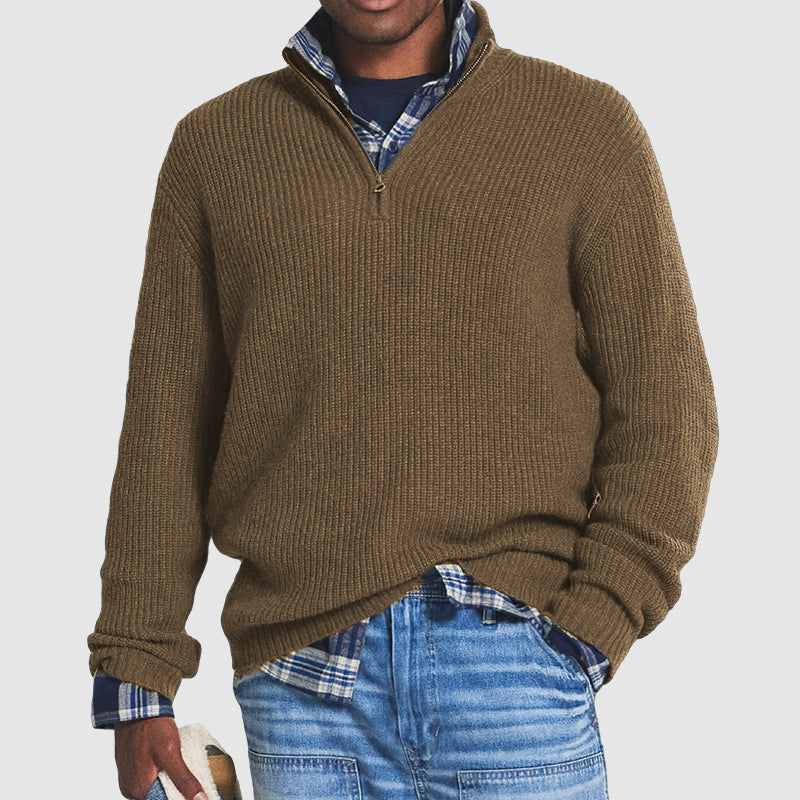 Moaras | Pull Décontracté à Col Montant Zippé pour Hommes