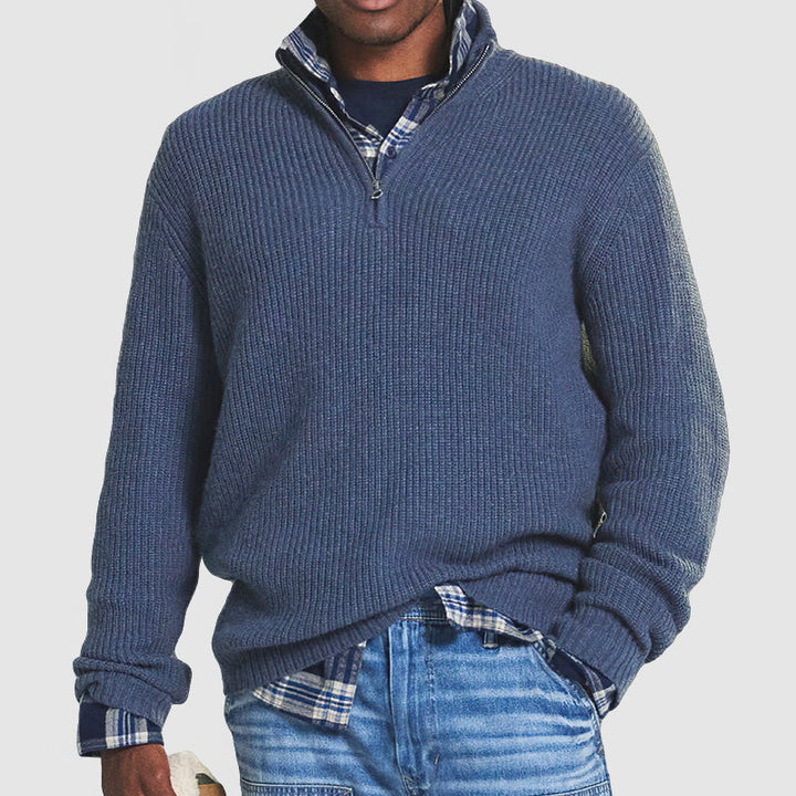 Moaras | Pull Décontracté à Col Montant Zippé pour Hommes