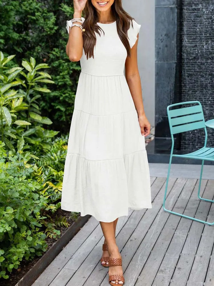 Veellera | Robe d'été élégante : détails de volants, poches