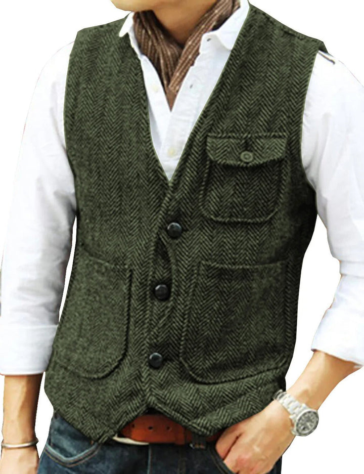 Naaynem | Gilet sans manches vintage en tweed pour hommes